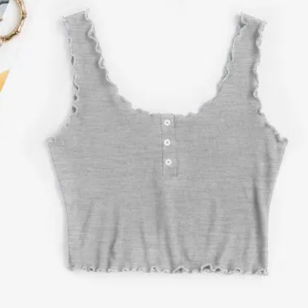 Lettuce Trim Buttoned Crop Tank Top NWT